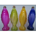 Haonai Eco-Friendly,FDA,SGS food grade beautiful color fish glass bottles with cover